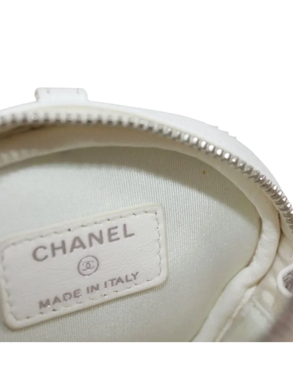 Chanel Coco Neige Ge Chain Pouch Fleece Leather White Shoulder Bag Silver